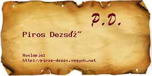 Piros Dezső névjegykártya